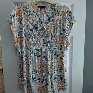 Tommy Hilfiger Women's Pintucked Floral-Print Top Size XXL
